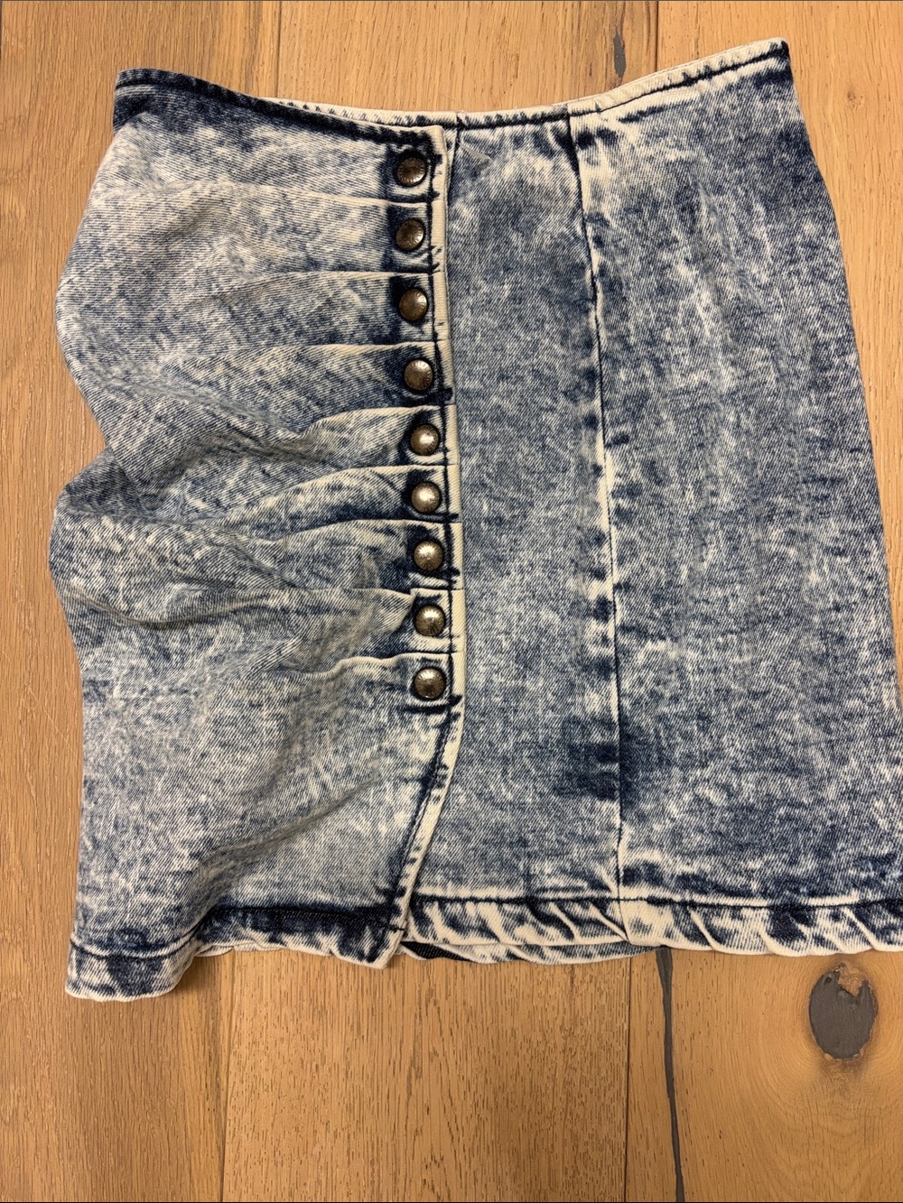 Retrofete Washed-Denim Button-Front Mini Skirt - Blue